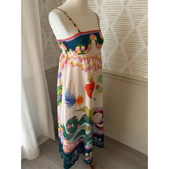 Boutique Women’s Small Graphic Print Boho Abstract Maxi Dress - Picture 8 of 8